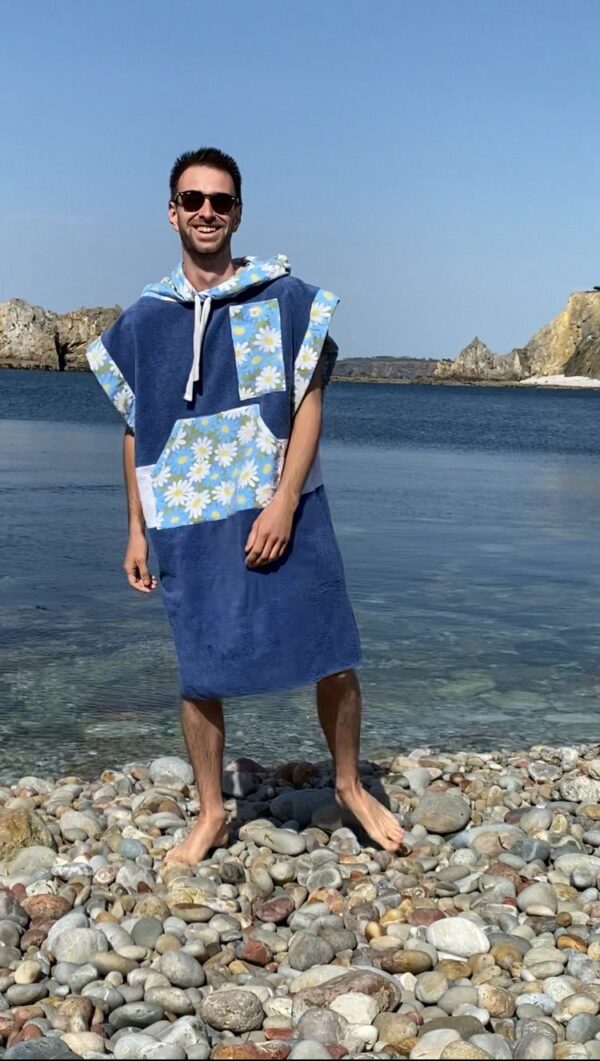 Poncho surf - Bleu fleurs