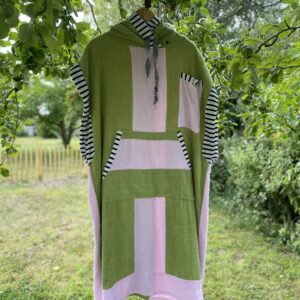 Poncho surf - vert/rose/damier