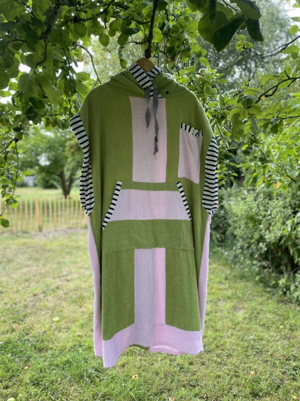 Poncho surf - vert/rose/damier